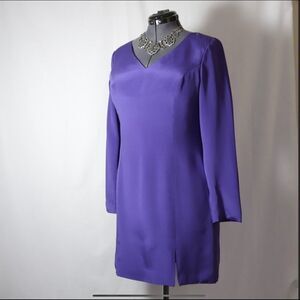 NWT Y2K 90’s Hugo Buscati 100% Classic Silk Long Sleeve Dress